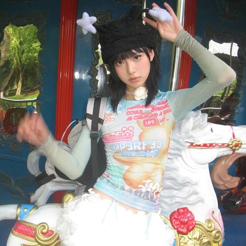 2000s Japanese Fairycore Transparent Top