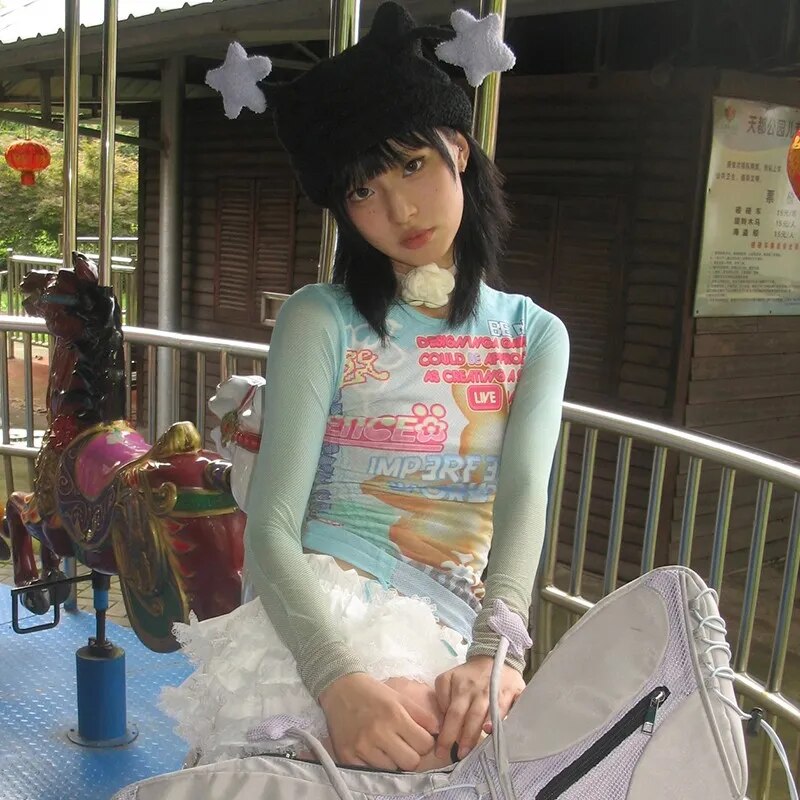 2000s Japanese Fairycore Transparent Top