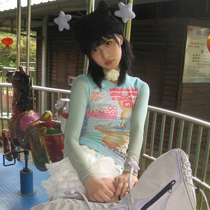 2000s Japanese Fairycore Transparent Top