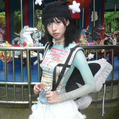 2000s Japanese Fairycore Transparent Top