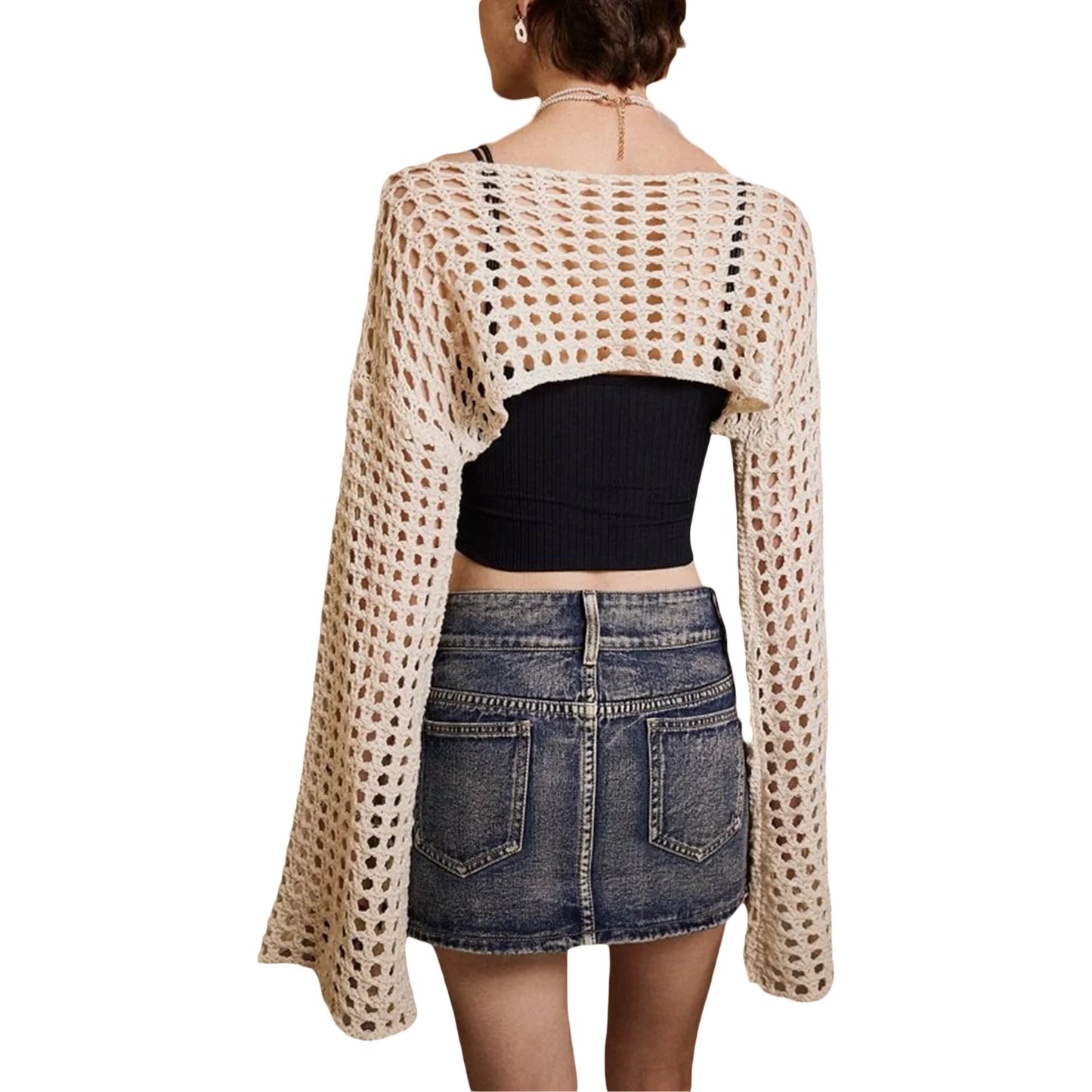 Knitted Shrugs Crop Crochet Hollow Sweater